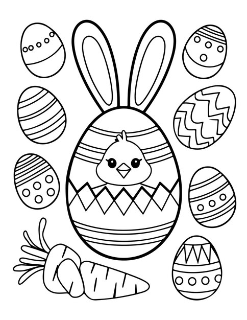 Easter kleurpagina voor kinderen Easter ei kleurpagina schattig Easter kleurenpagina Easter konijn