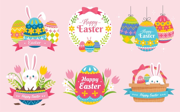 Vector easter label collection