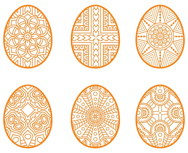 Pagina da colorare decorativa dell'uovo di pasqua in formato svg con taglio laser di pasqua