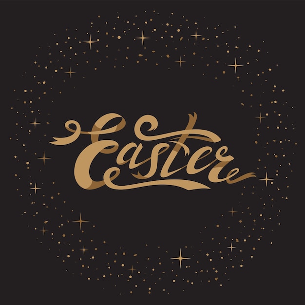 Easter lettering in gold on dark background