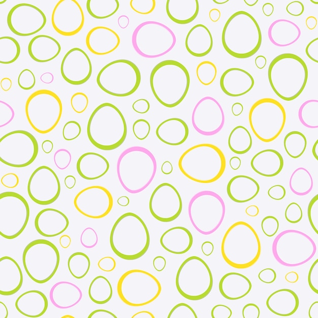 Easter light seamless pattern with many silhouettes of colored eggs