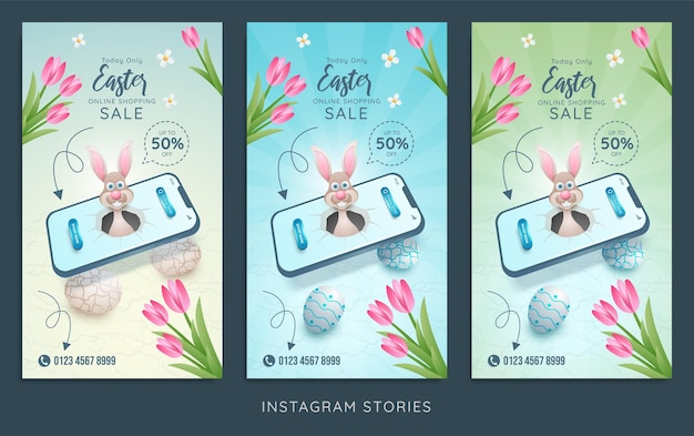 Instagramの物語のためのモバイルでイースターオンラインショッピングセール