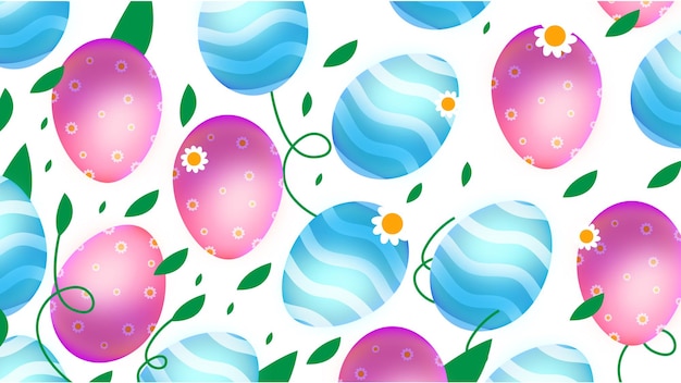 Easter pattern background with egg and flower