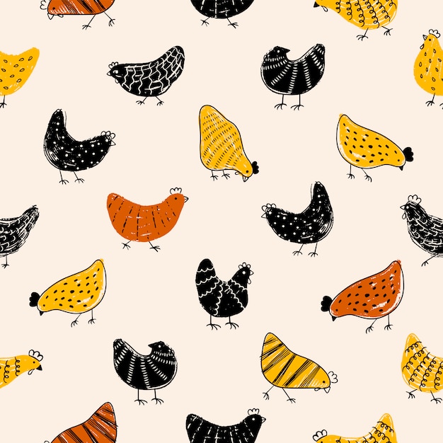 Easter pattern Texture with chicken.