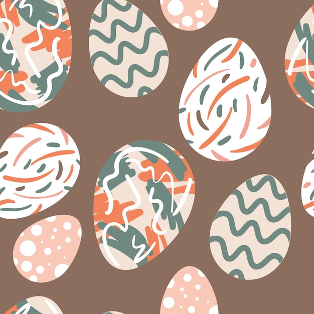 Easter pattern with decorated eggs and additional elements vector seamless pattern for textiles