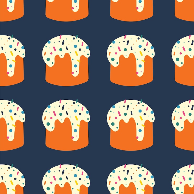 Vector easter pattern with easter cupcake with sweet sprinkles color vector illustration