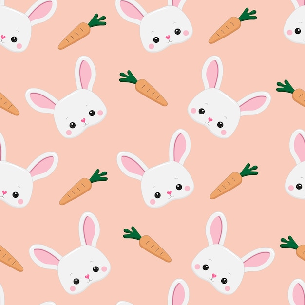 Easter pattern with a hare face and a carrot