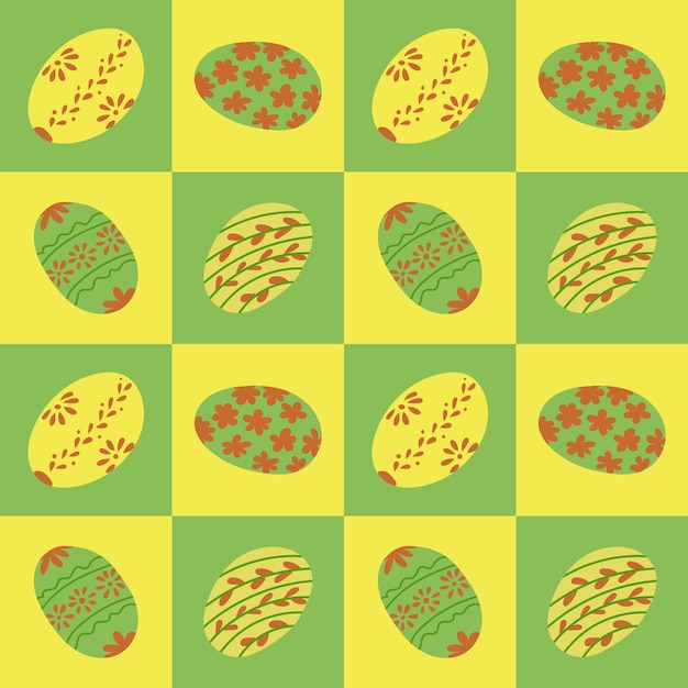 Easter pattern with squares shapes and easter eggs