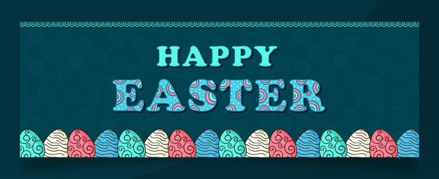 Easter poster and banner template with Easter eggs dark blue background Promotion and shopping temp