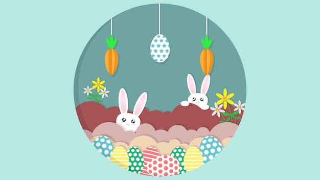 Easter poster and banner template with paper cut style Suitable for promotion and shopping template