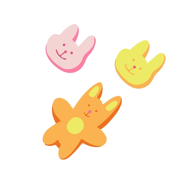 Easter rabbit biscuits. Hand drawn vector illustration