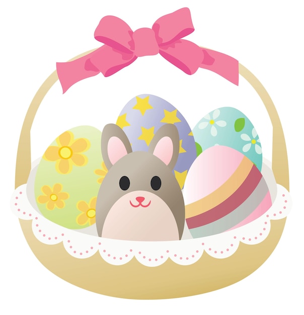 Easter rabbit and egg in the basket.