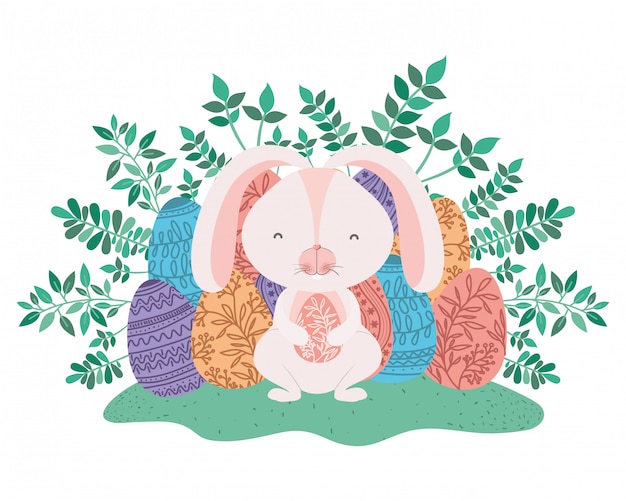 Easter rabbit with egg isolated icon