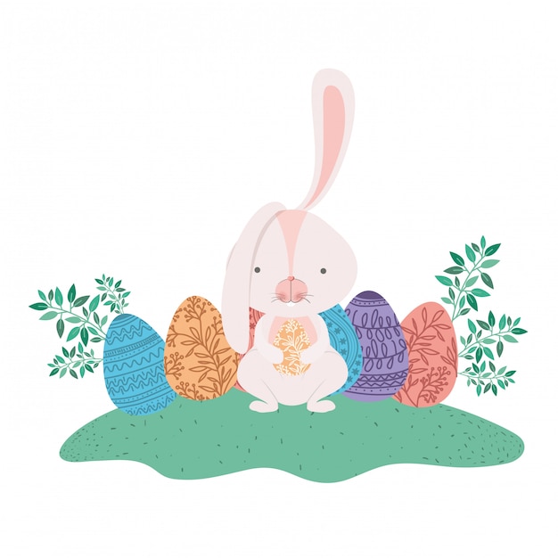 Easter rabbit with egg isolated icon