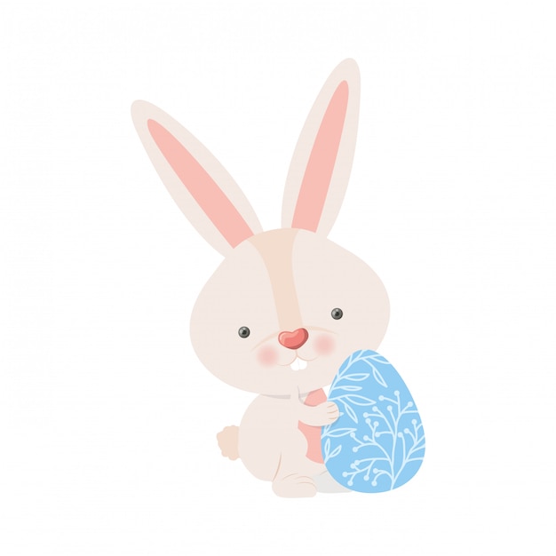 Easter rabbit with egg isolated icon