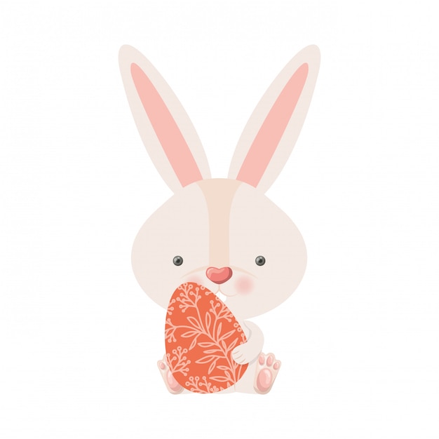 Easter rabbit with egg isolated icon