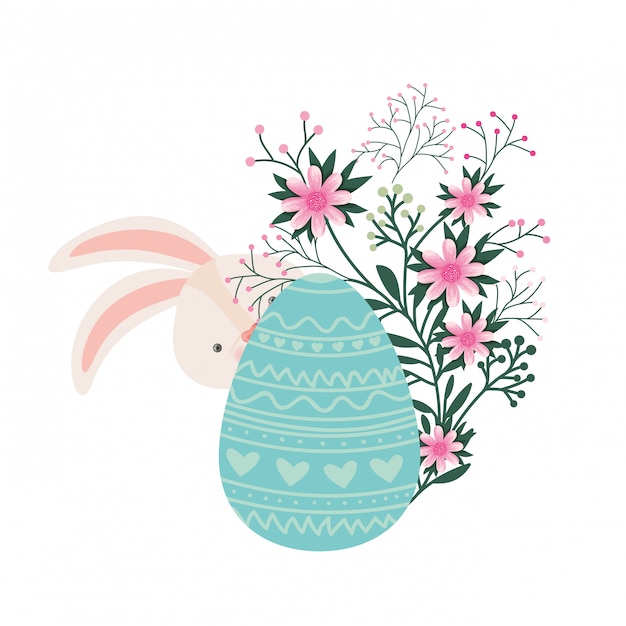 Easter rabbit with egg isolated icon