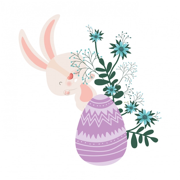 Vector easter rabbit with egg isolated icon