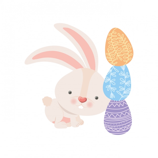 Easter rabbit with egg isolated icon