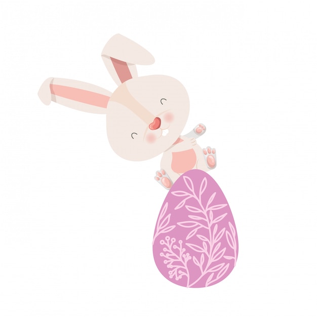 Easter rabbit with egg isolated icon