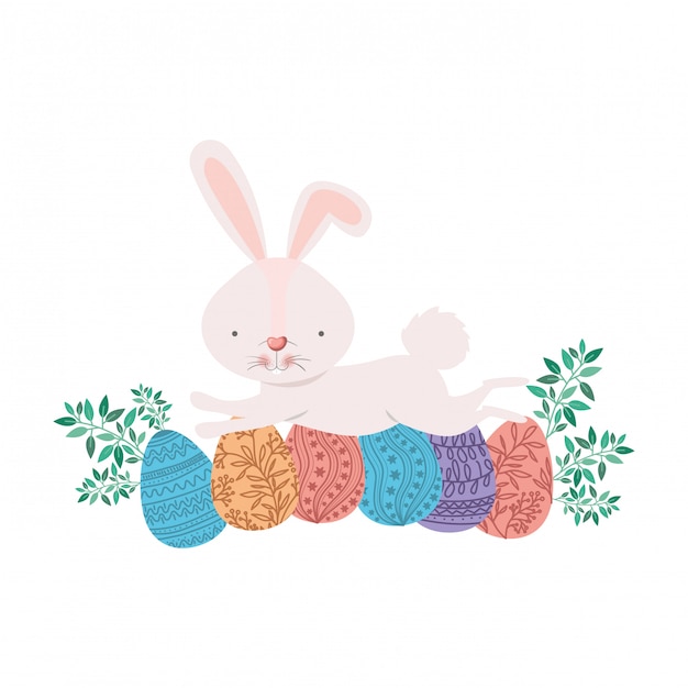 Easter rabbit with egg isolated icon