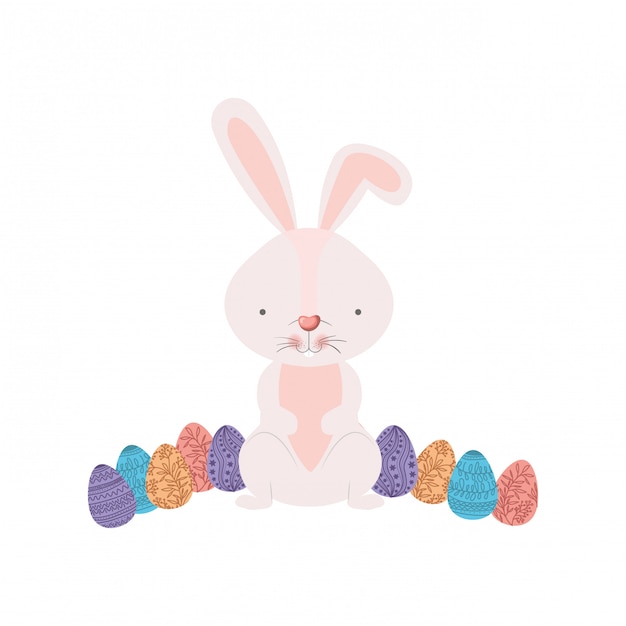 Easter rabbit with egg isolated icon