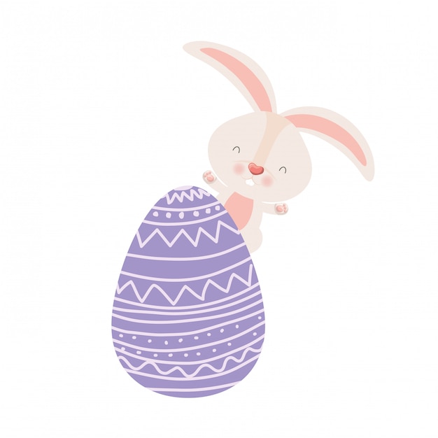 Easter rabbit with egg isolated icon