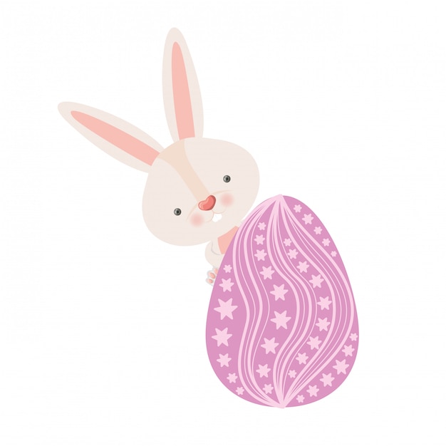 Easter rabbit with egg isolated icon