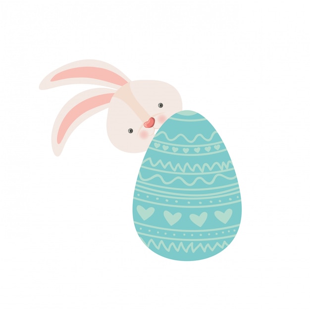 Easter rabbit with egg isolated icon