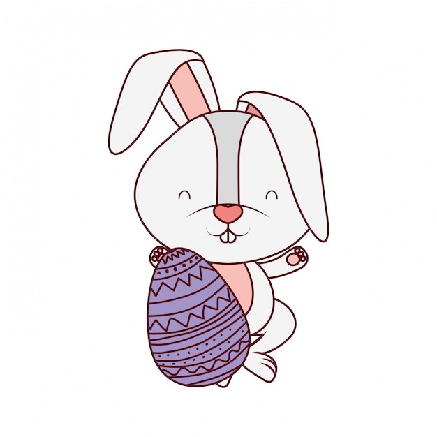 Пасхальный кролик с яйцом на белом фоне