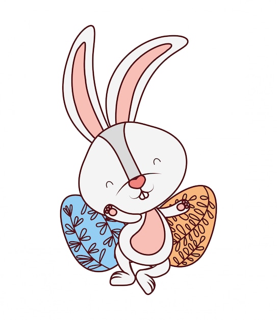 Easter rabbit with egg isolated icon