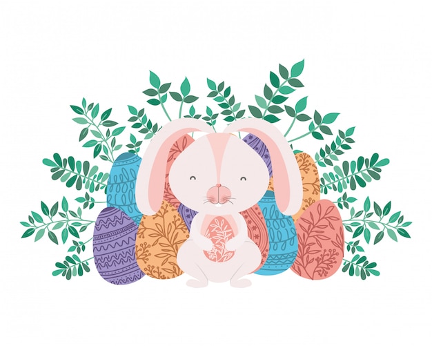 Easter rabbit with egg isolated icon