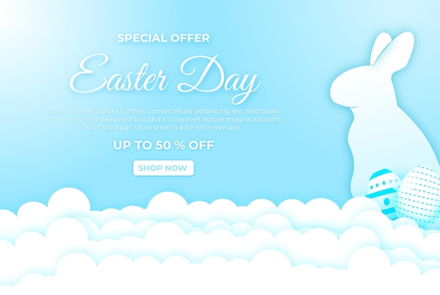 Easter sale banner paper cut style holiday discount offer template