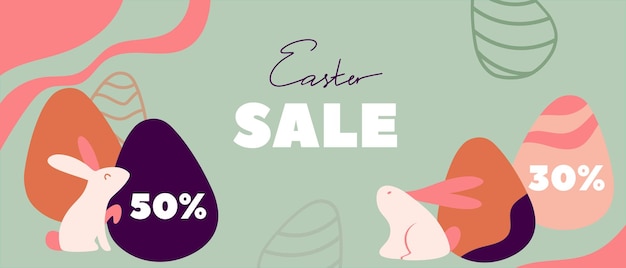 Easter Sale Banner vector design concept Modern minimal sale illustration Flat and boho style