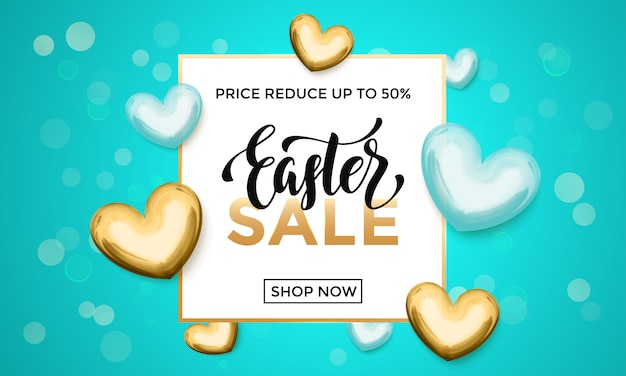 Easter sale gold heart glitter poster