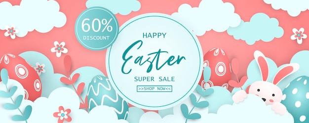 Easter sale horizontal banner template