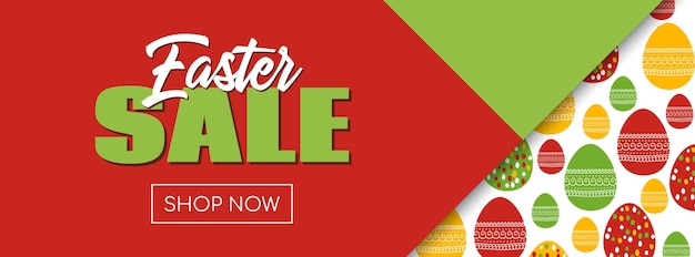 Vector easter sale long red banner shop now