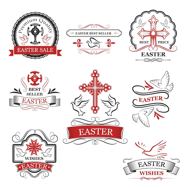 Vector easter sale and premium quality badge set