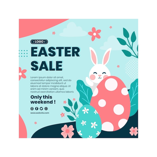 Vector easter sale square flyer template