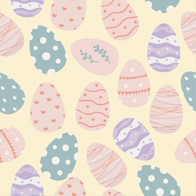 Easter seamless egg pattern Easter digital paper Hand drawn vector pattern in flat style