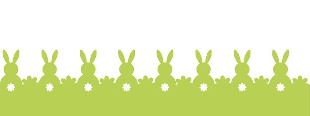 イースター ウサギ水平背景花ウサギ下部デザイン ベクトル イラストのシームレス パターン