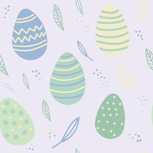 Easter seamless pattern with holiday eggs leafs Perfect for wallpaper gift paper pattern fills