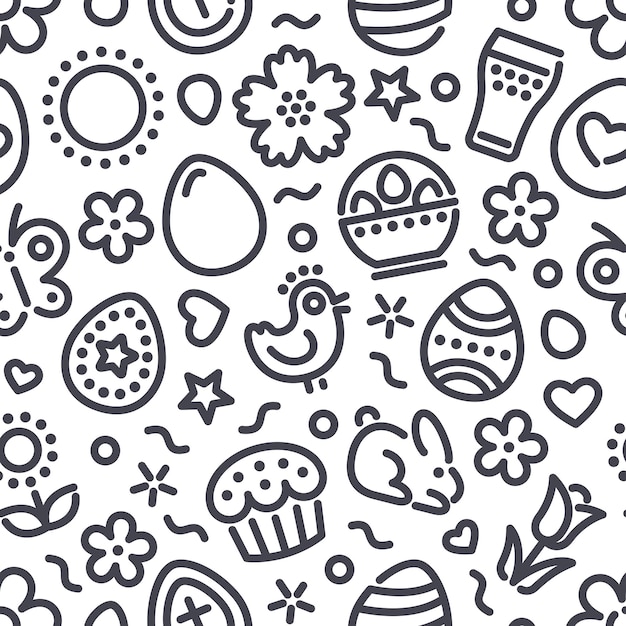 Easter Seamless Pattern with Icons