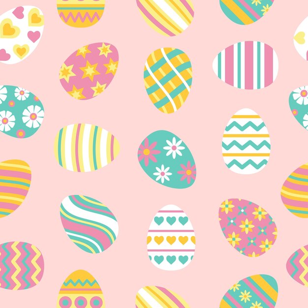 Easter seamless pattern with painted eggs