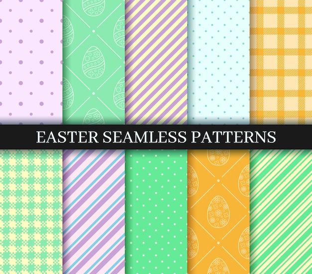 Easter seamless patterns set endless texture for web page picnic tablecloth wrapping paper