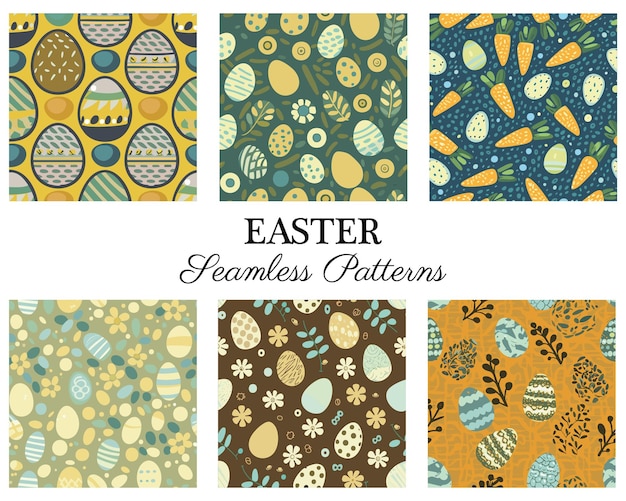 Easter seamless patterns vector illustration