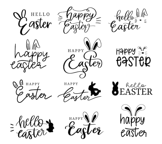 Vector easter set of label badge emblems for easter easter lettering graphic