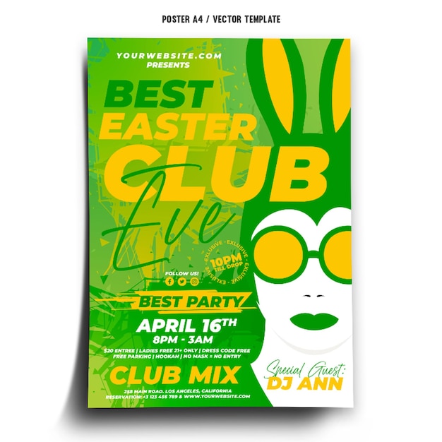 Vector easter spring club party poster template