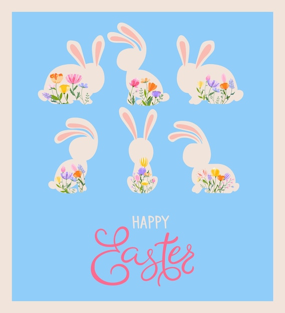 Vector easter spring greeting card the inscription happy easter