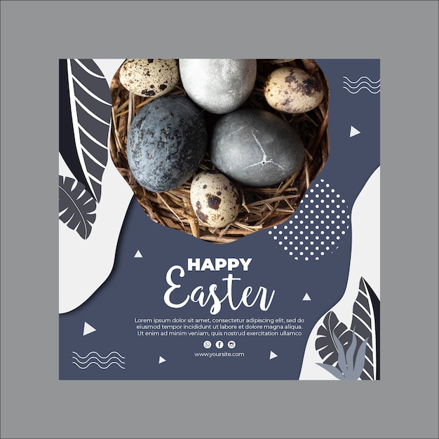 Vector easter square flyer template